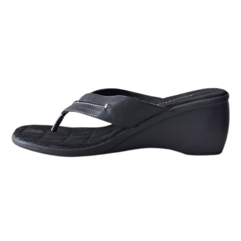 Natural Reflections Black Wedge Sandals Vegan 9 Boho Festival - Picture 2 of 8